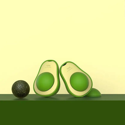 Rotating Pet Toy Healthy Intestine Cat Spin Edible Catnip Toy Balls Avocado Cat Toy Mint Flavor