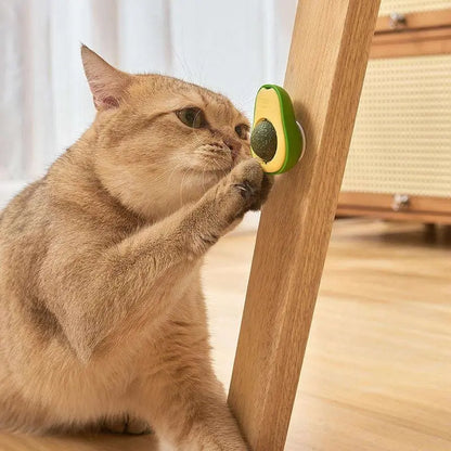 Rotating Pet Toy Healthy Intestine Cat Spin Edible Catnip Toy Balls Avocado Cat Toy Mint Flavor