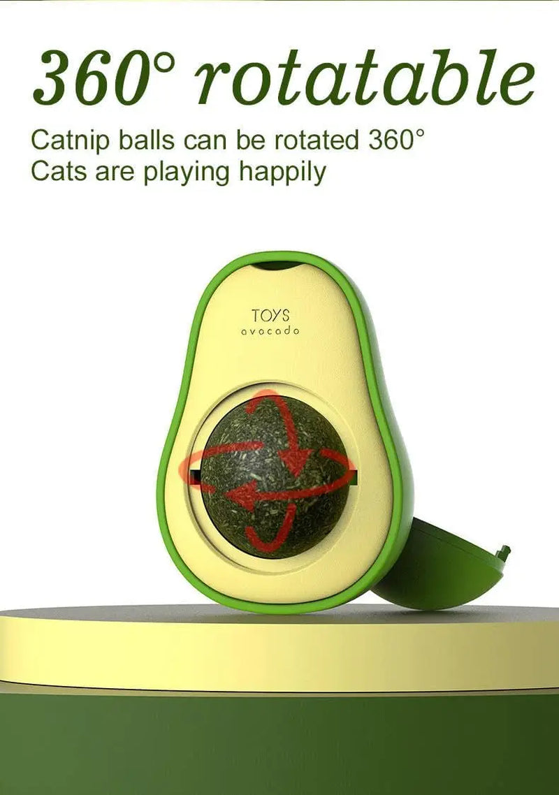 Rotating Pet Toy Healthy Intestine Cat Spin Edible Catnip Toy Balls Avocado Cat Toy Mint Flavor