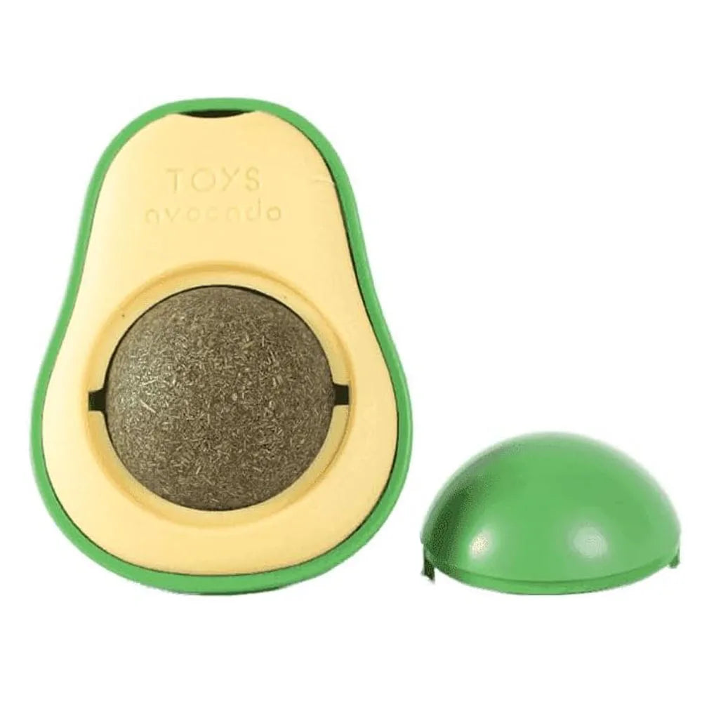 Rotating Pet Toy Healthy Intestine Cat Spin Edible Catnip Toy Balls Avocado Cat Toy Mint Flavor