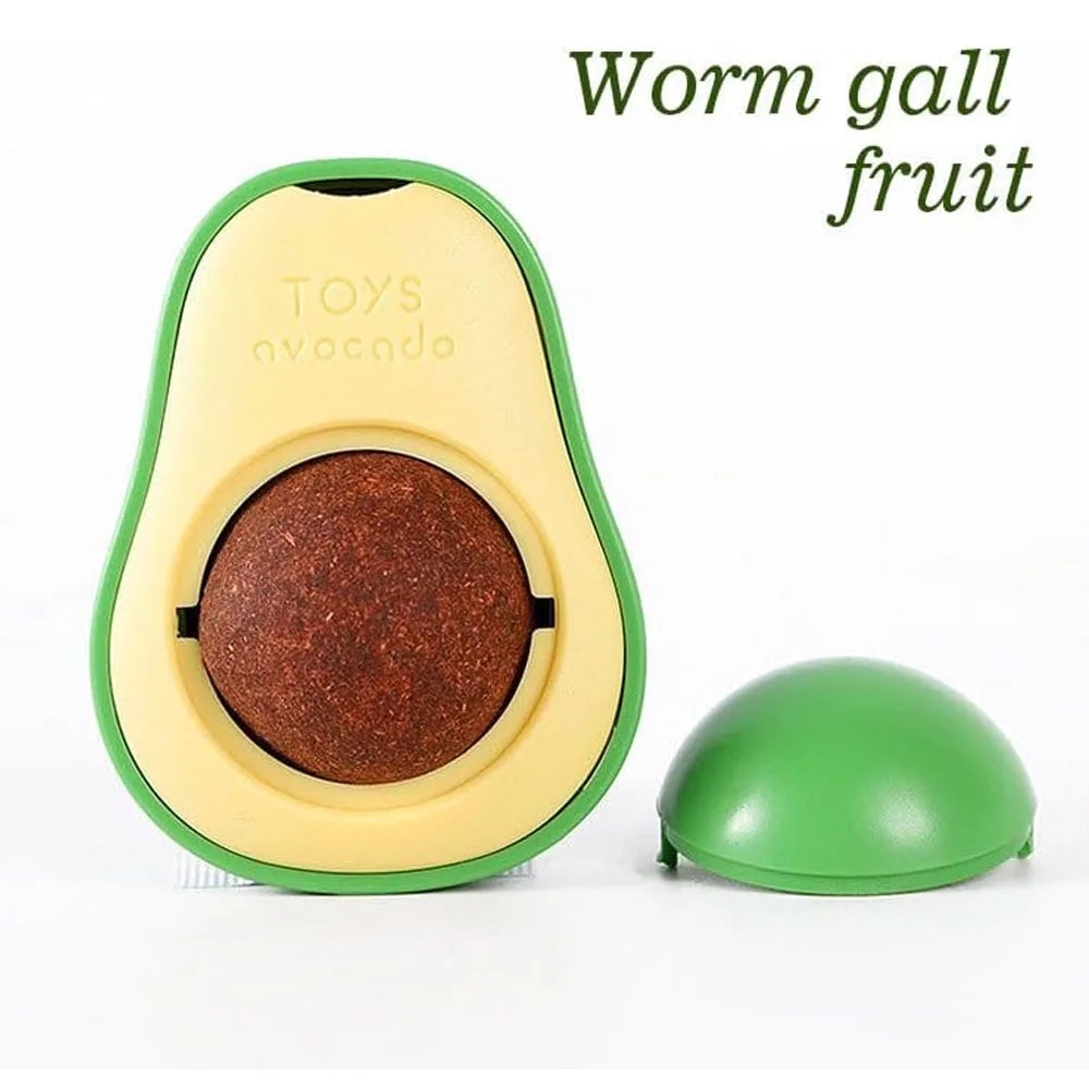 Rotating Pet Toy Healthy Intestine Cat Spin Edible Catnip Toy Balls Avocado Cat Toy Mint Flavor